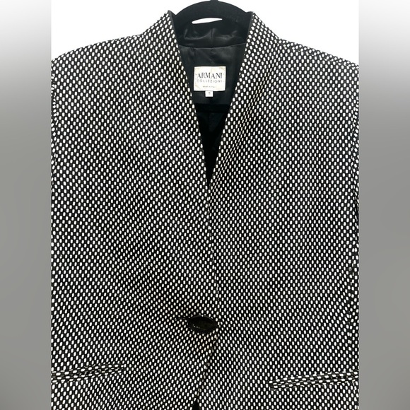 ARMANI COLLEZIONI Polka Dot Single Button Patterned Blazer Suit Top Jacket - Picture 4 of 6